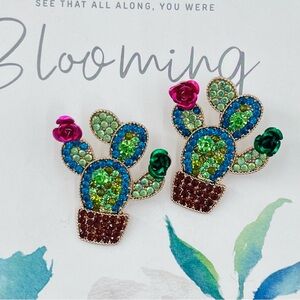 Cactus Rhinestone Post Earring